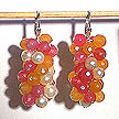DKC ~ Pink & Tangerine Jade & Pearl Cluster Earrings